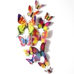 3D double butterflies with magnet, house or event decorations, set of 12 pieces, colorful color, A27